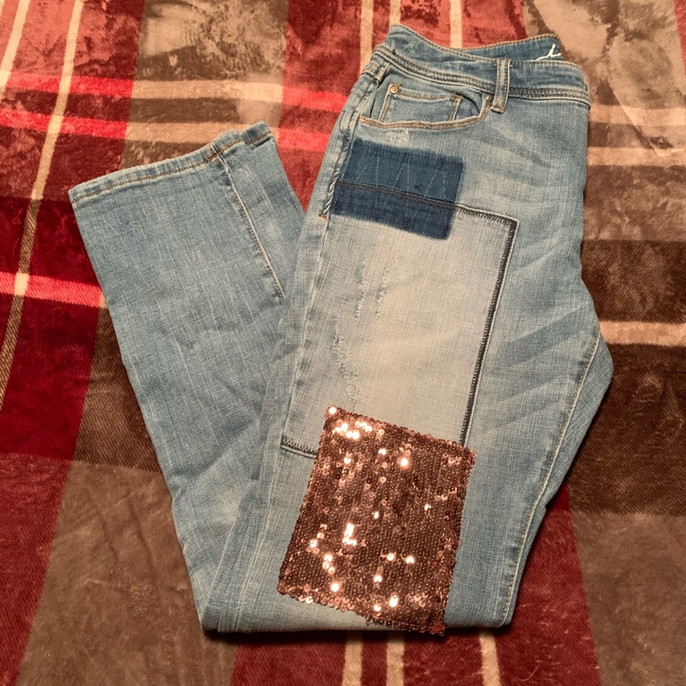 Inc Sequin Patchwork Boyfriend Jeans - image 3